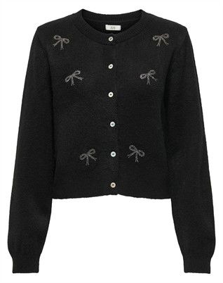 JDYFaye O-Neck Bow Cardigan - Black/W. Silver